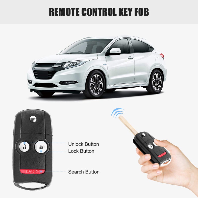 VOFONO Keyless Entry Remote Key Fob Fits for Honda Acura MDX 2007-2013/RDX 2007 2008 2009 2010 2011 2012 2013 Ignition Car Flip Replacement FCC ID: N5F0602A1A (3 Buttons) - Image 3